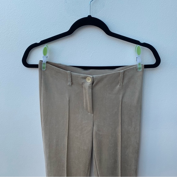 Marc Cain Women’s Size N1 UK 8 Tan Faux Suede Flare Pleat Trouser Stretch 70s - Picture 2 of 8